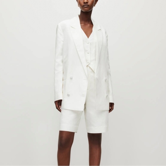 NWT ALLSAINT Petra Linen Blend White Oversized Blazer in Size 4 - Picture 3 of 17